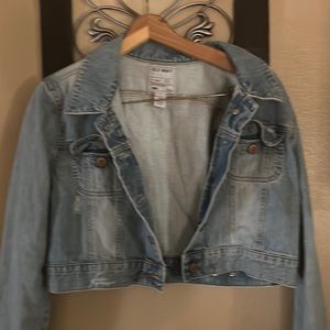 Ladies short cropped jean jacket size L